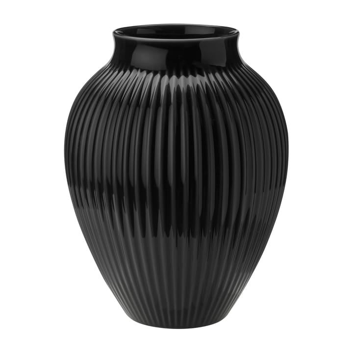 Knabstrup vaso estriado 27 cm - Preto - Knabstrup Keramik