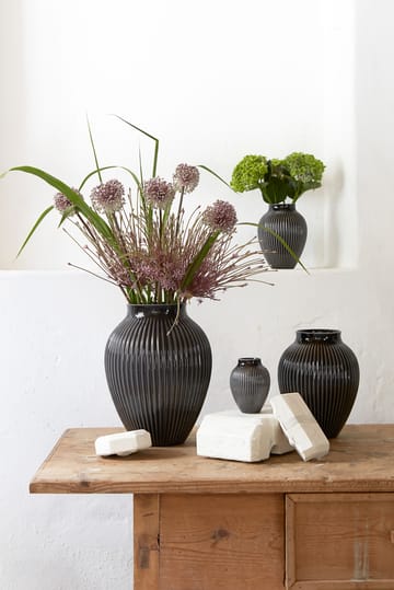 Knabstrup vaso estriado 27 cm - Preto - Knabstrup Keramik