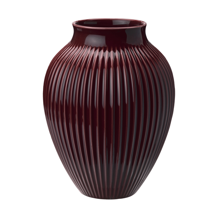 Knabstrup vaso estriado 27 cm - Vermelho escuro - Knabstrup Keramik