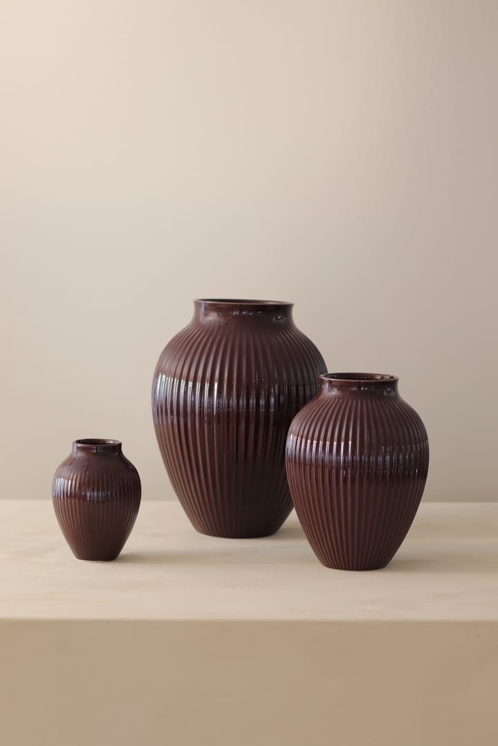 Knabstrup vaso estriado 27 cm, Vermelho escuro Knabstrup Keramik
