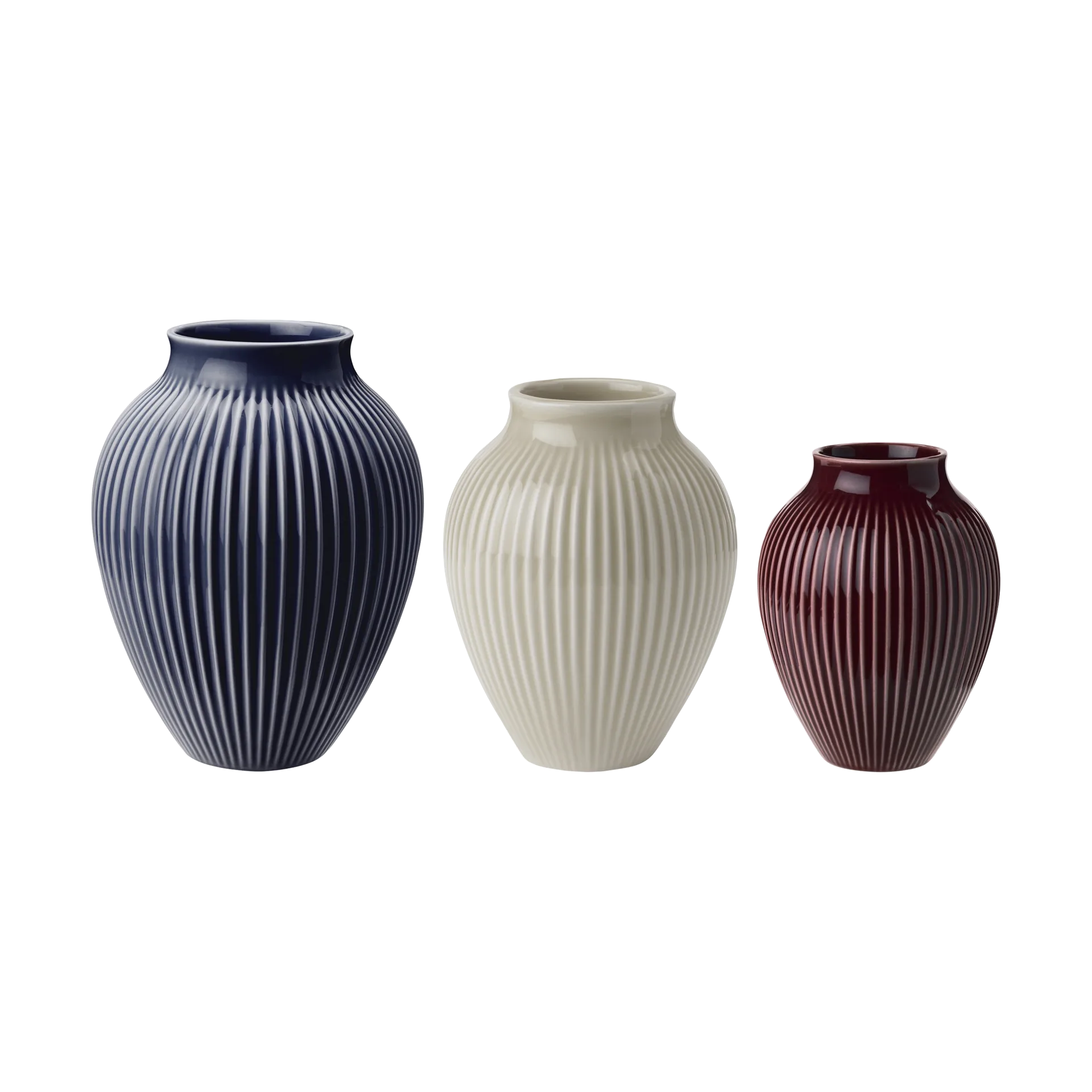 Vasos Knabstrup, 3 un., Areia-vermelho escuro-azul escuro Knabstrup Keramik