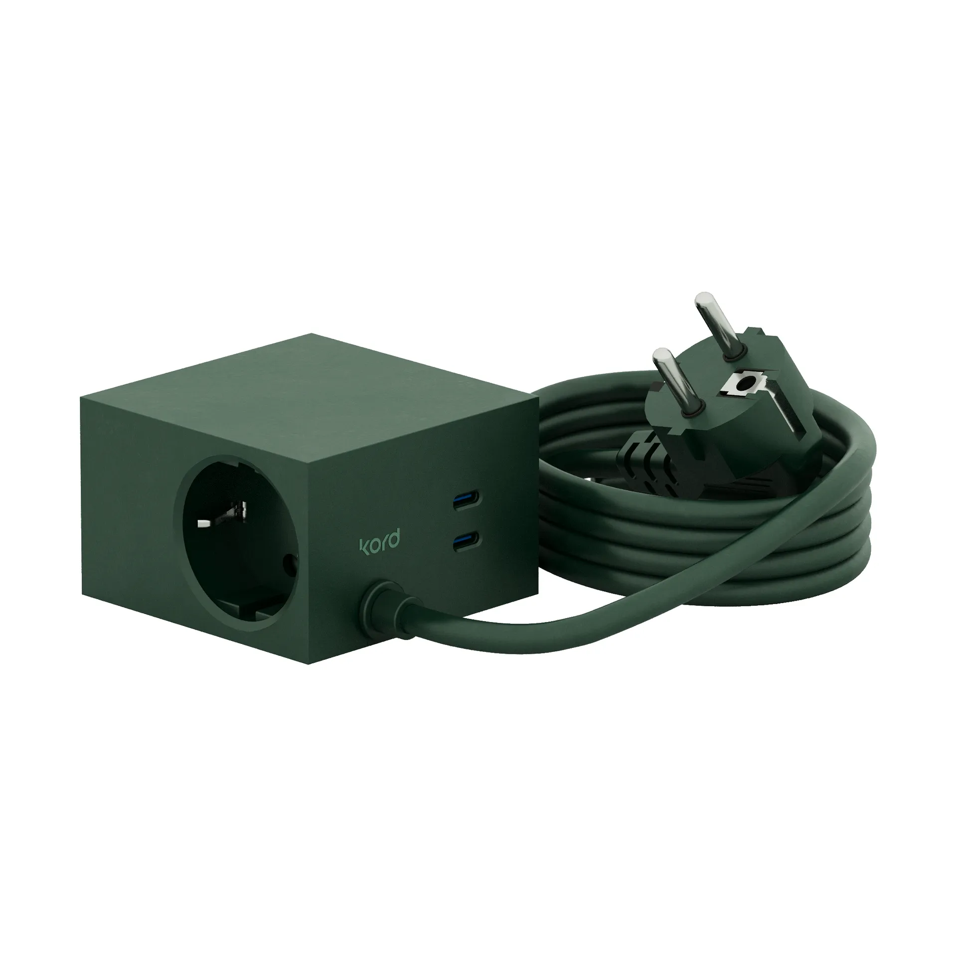 Adaptador tomada Cuboid+ USB-C 30W 2 m, Dark Green Kord