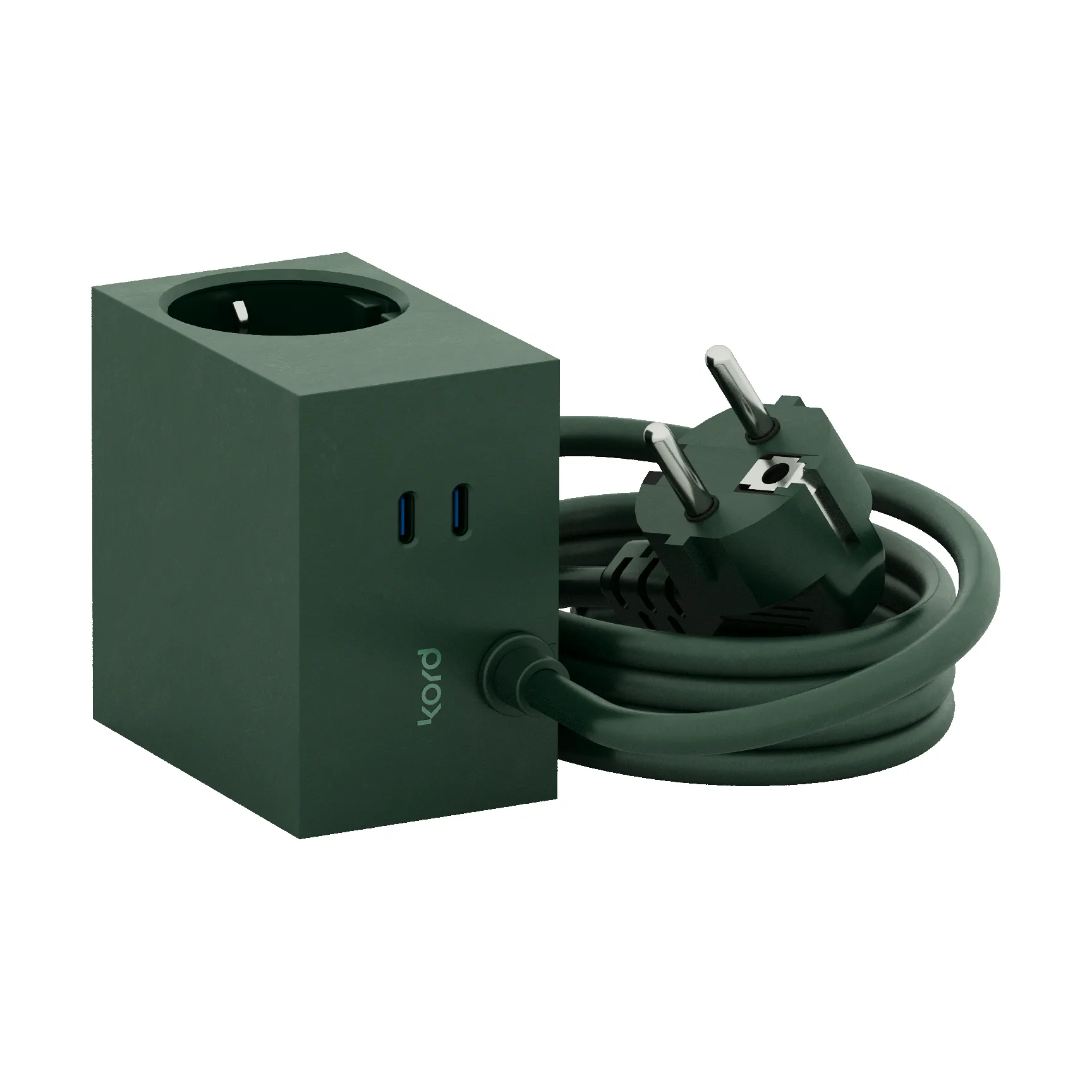 Adaptador tomada Cuboid+ USB-C 30W 2 m, Dark Green Kord