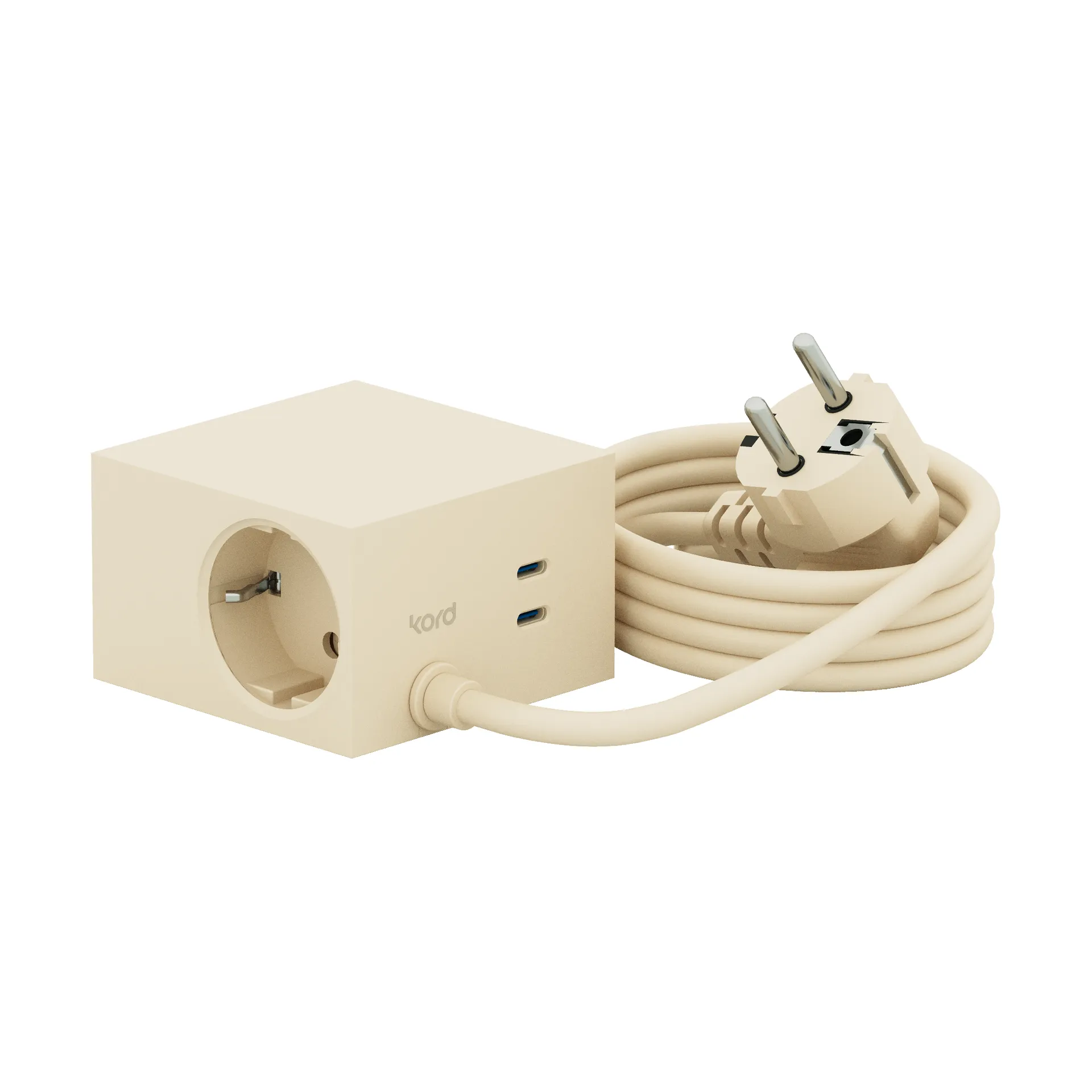 Adaptador tomada Cuboid+ USB-C 30W 2 m, Pearled Ivory Kord