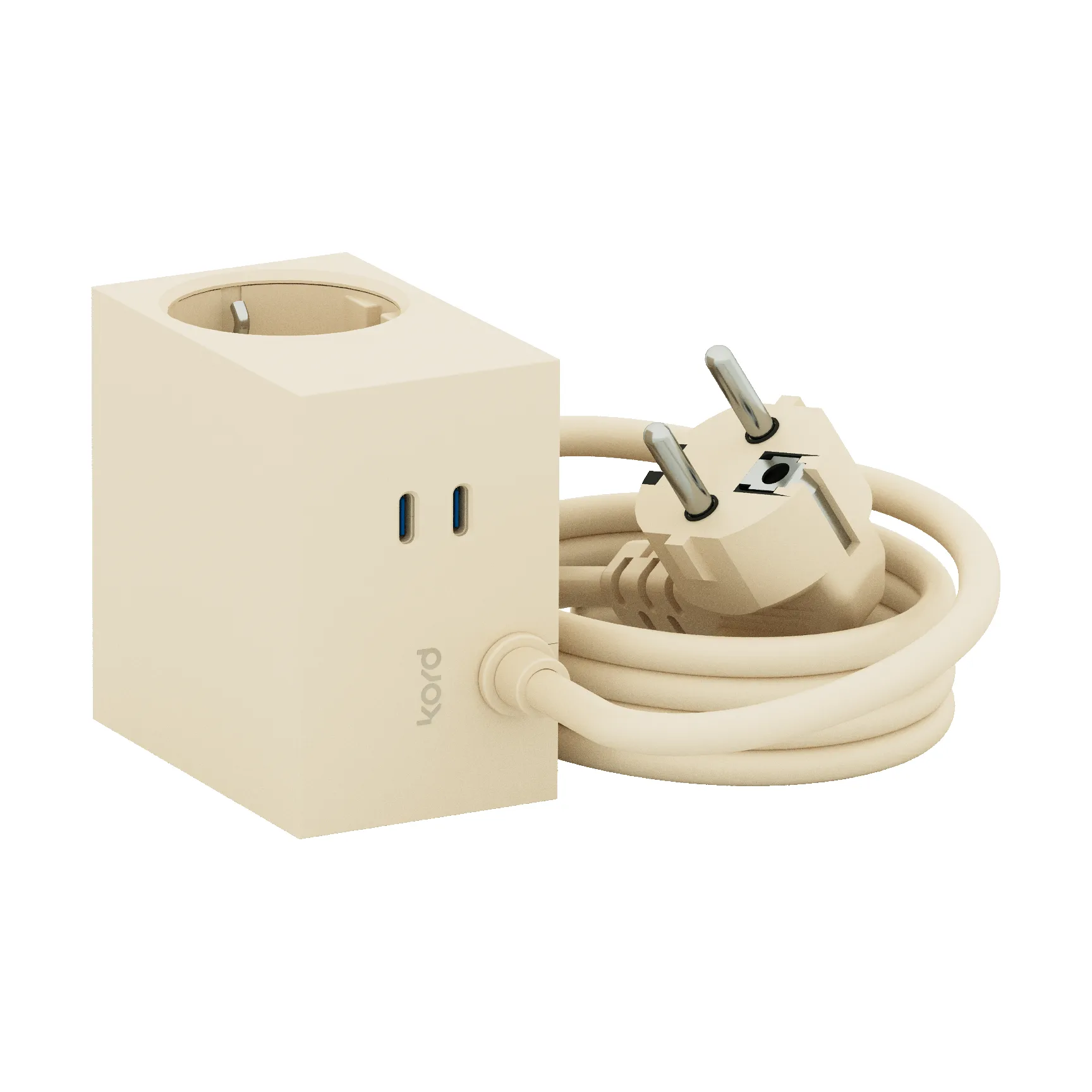 Adaptador tomada Cuboid+ USB-C 30W 2 m, Pearled Ivory Kord