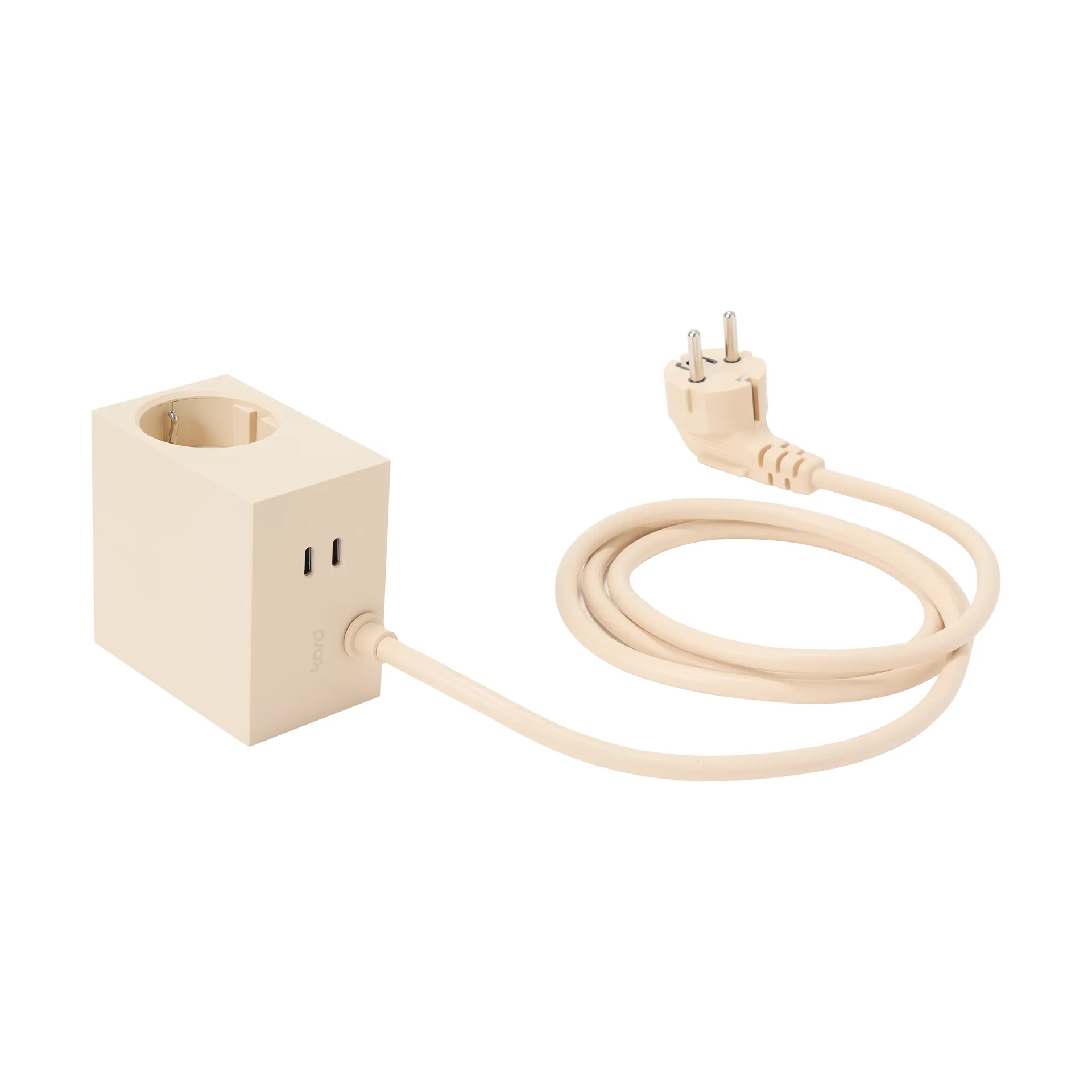 Adaptador tomada Cuboid+ USB-C 30W 2 m, Pearled Ivory Kord