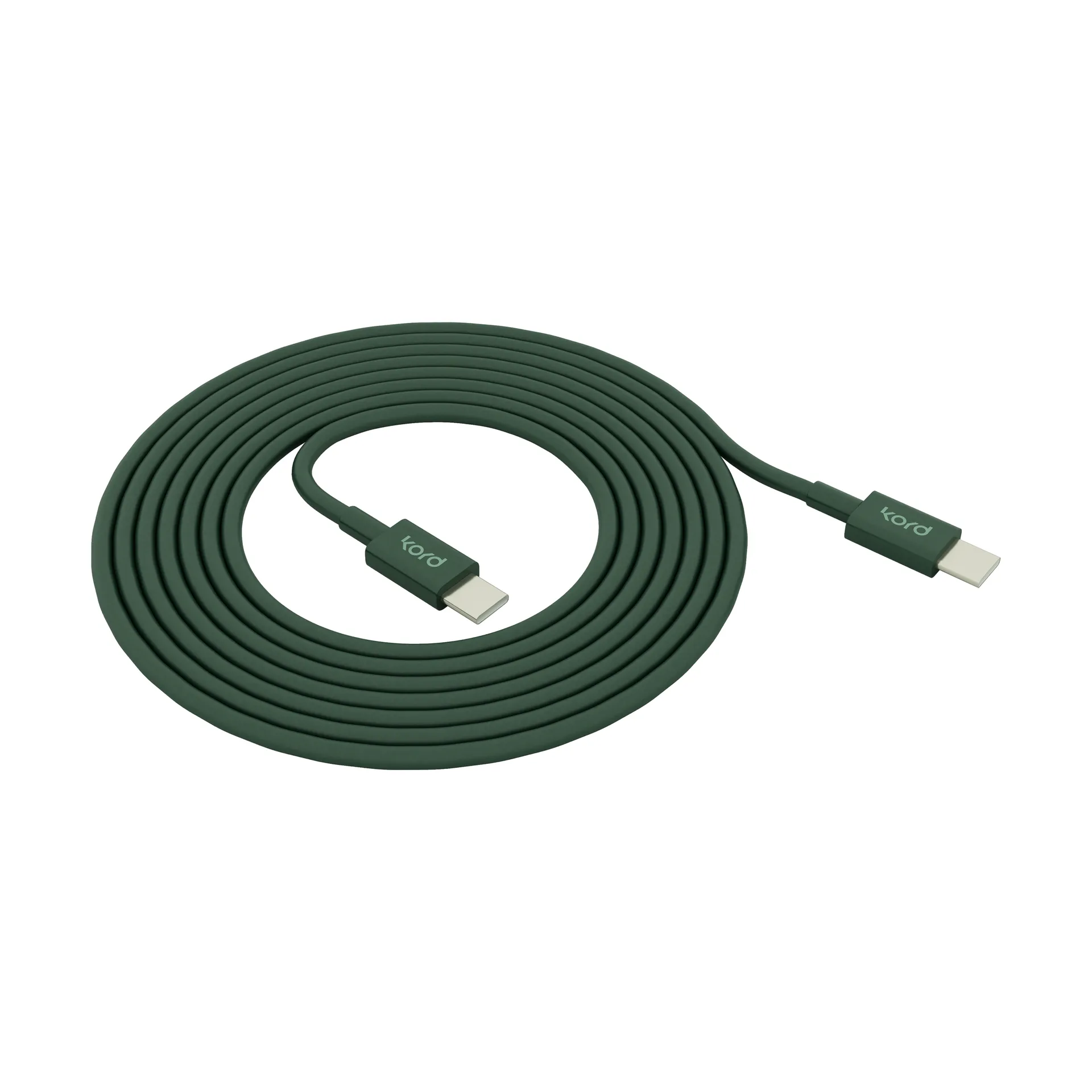 Cabo de carregamento Kord USB-C para USB-C 1,8 m, Dark Green Kord