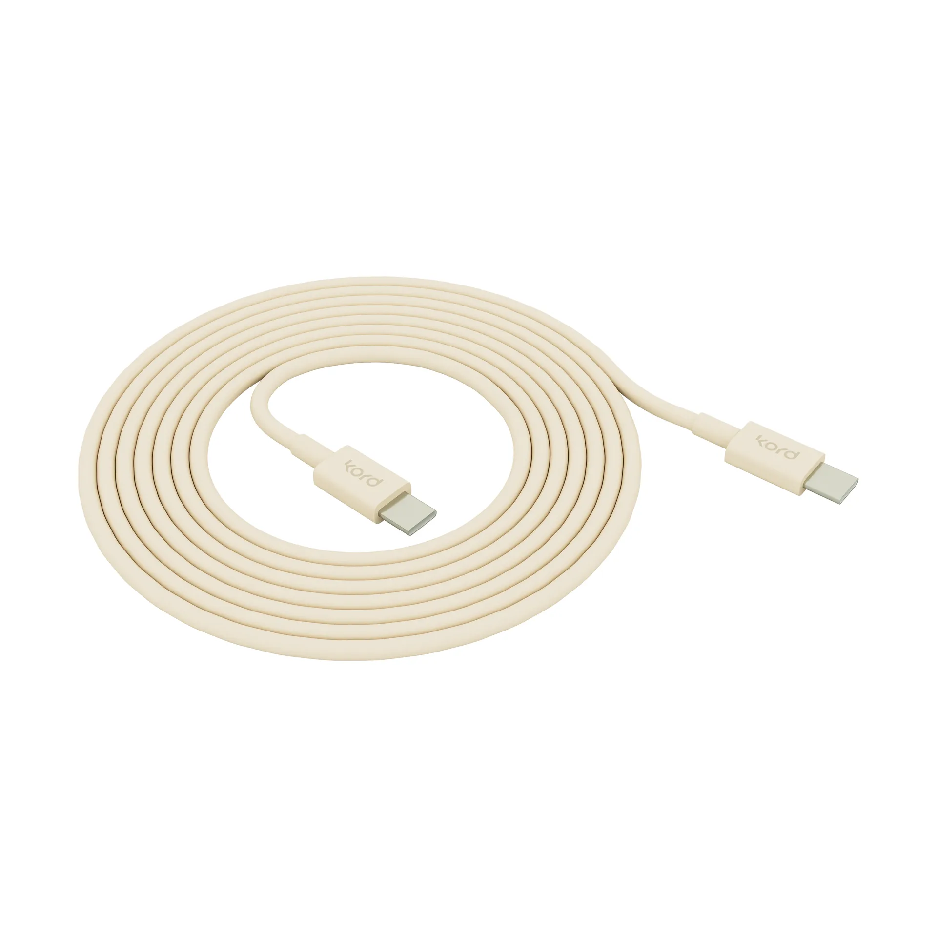 Cabo de carregamento Kord USB-C para USB-C 1,8 m, Pearled Ivory Kord