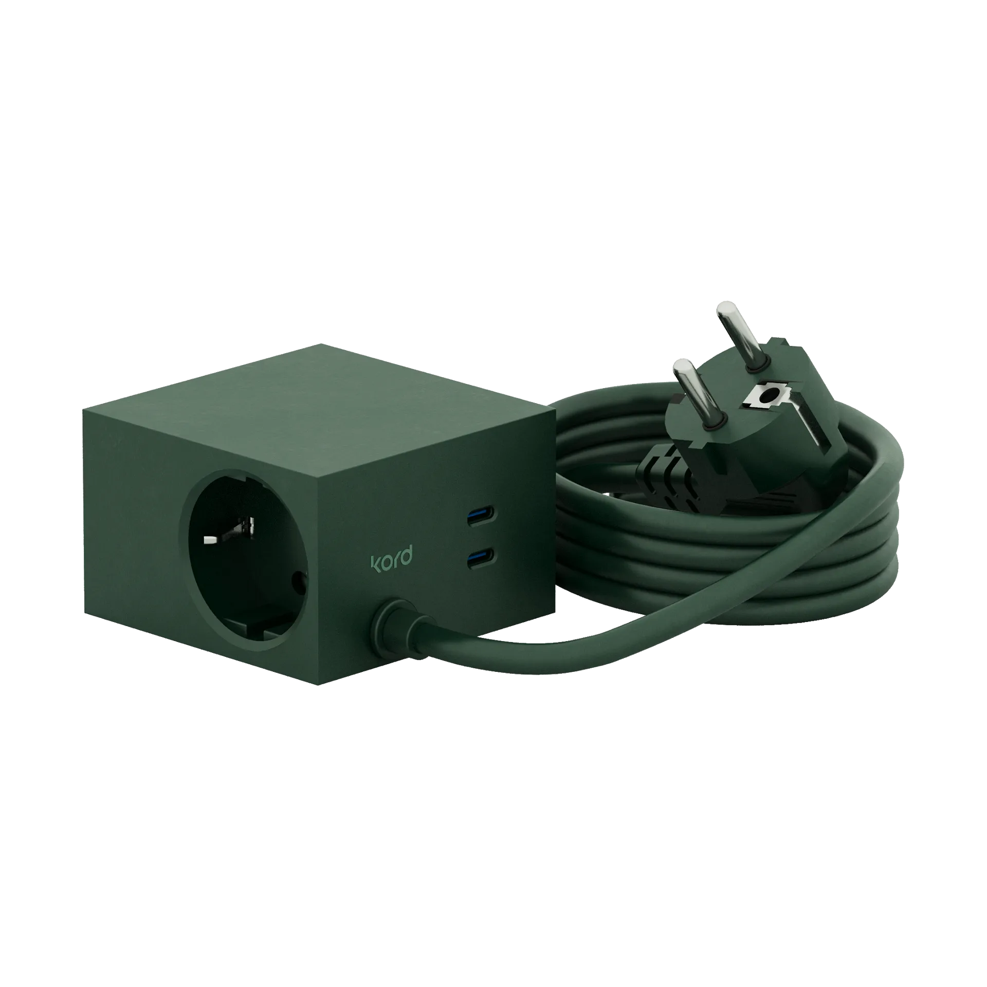 Cuboid+ bloco de tomadas USB-C 30W 2 m, Dark Green Kord