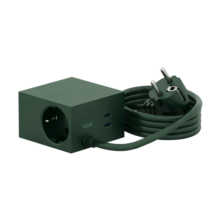 Cuboid+ bloco de tomadas USB-C 30W 2 m - Dark Green - Kord