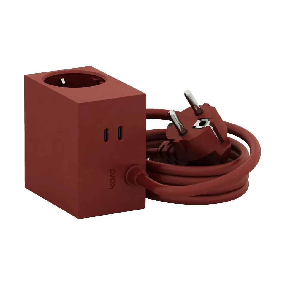Cuboid+ bloco de tomadas USB-C 30W 2 m, Fired Brick Kord