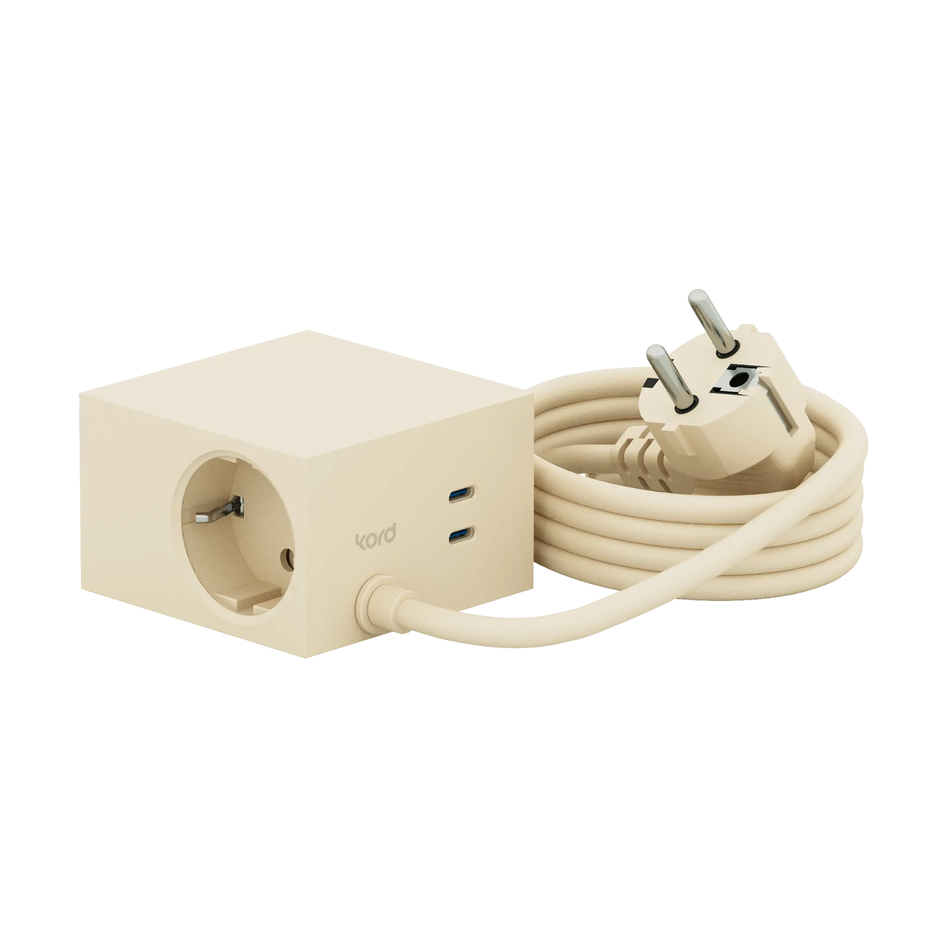 Cuboid+ bloco de tomadas USB-C 30W 2 m, Pearled Ivory (branco) Kord