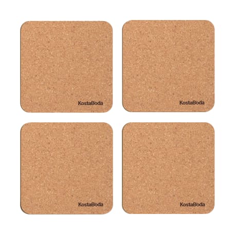 Base para copos Viva 9,6x9,6 cm 4-unid. - Cortiça - Kosta Boda