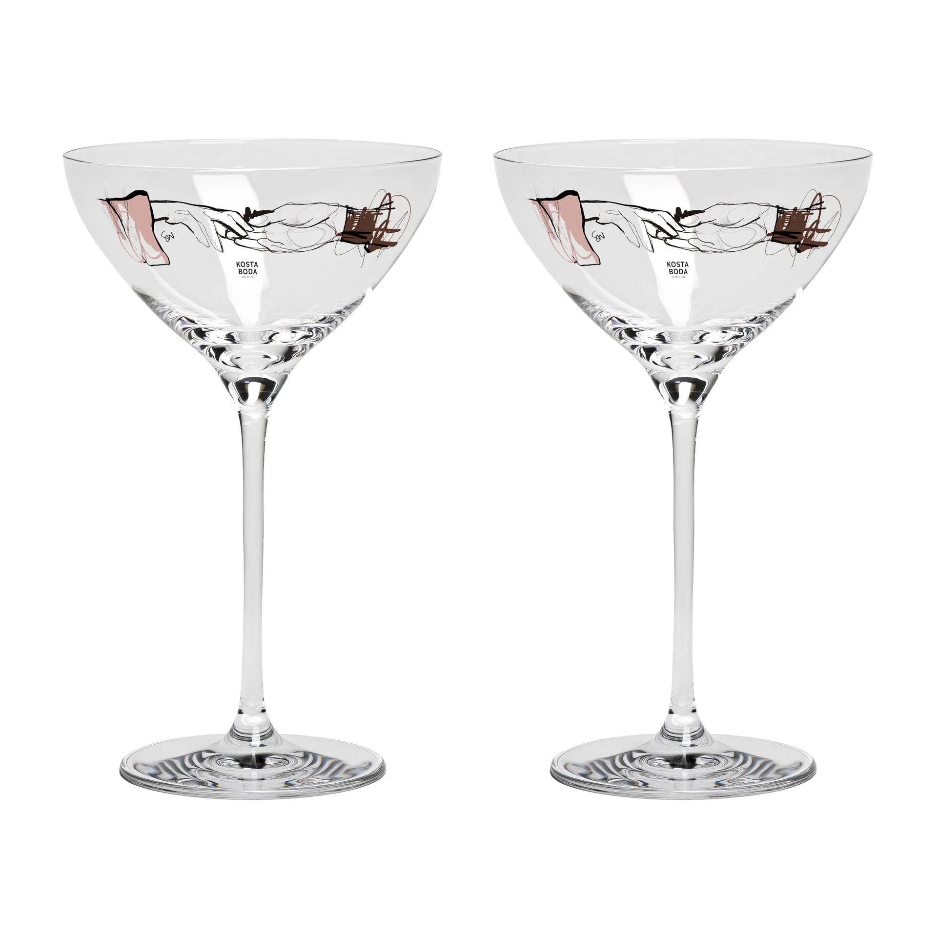 Copo de champanhe You and me together 32 cl, conjunto de 2, Transparente / Multi Kosta Boda