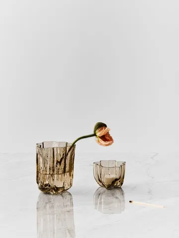 Crackle porta-velas 5,8 cm - Taupe - Kosta Boda