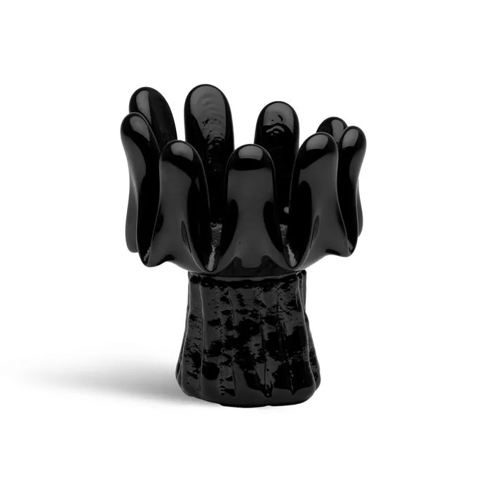 Solros porta-velas 11,5 cm, Preto Kosta Boda