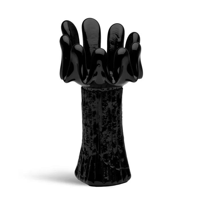Solros porta-velas 18 cm - Preto - Kosta Boda