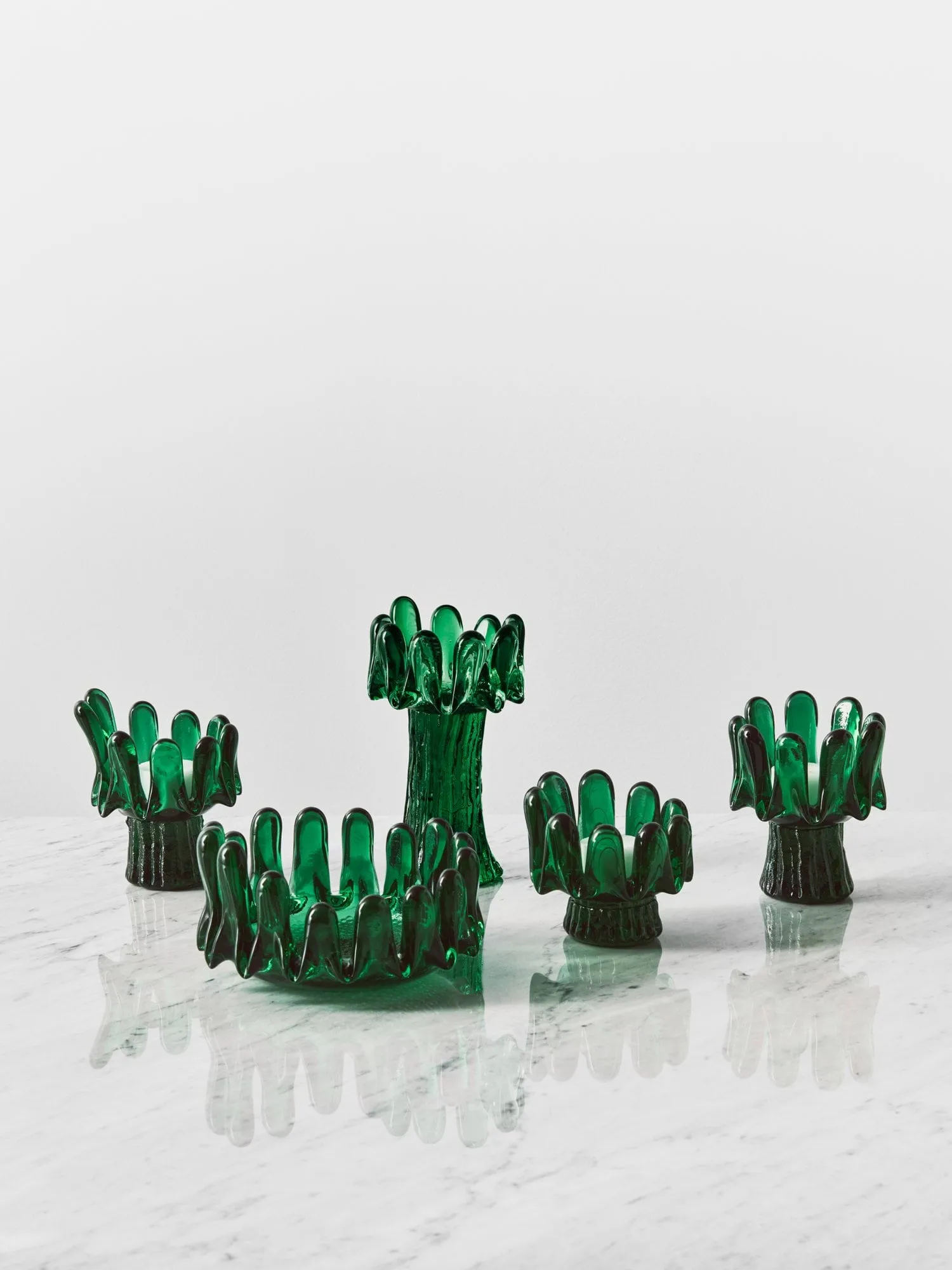 Solros porta-velas 18 cm, Verde-esmeralda Kosta Boda