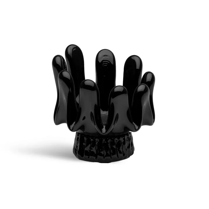 Solros porta-velas 9,2 cm, Preto Kosta Boda