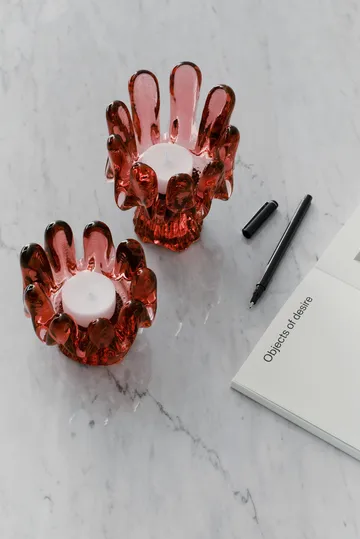 Solros porta-velas 9,2 cm - Vermelho - Kosta Boda