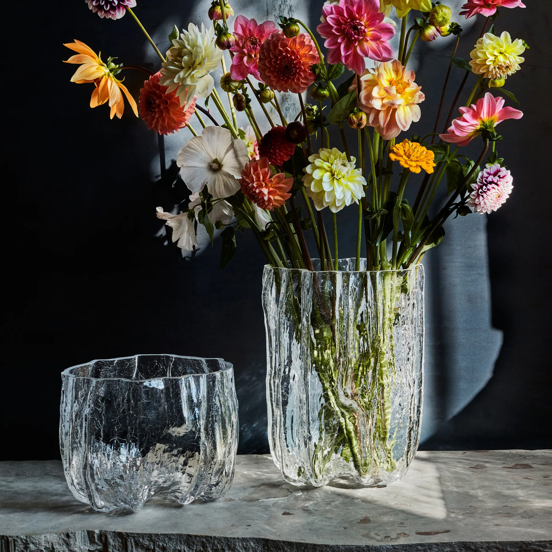 Tigela grande Crackle, transparente Kosta Boda