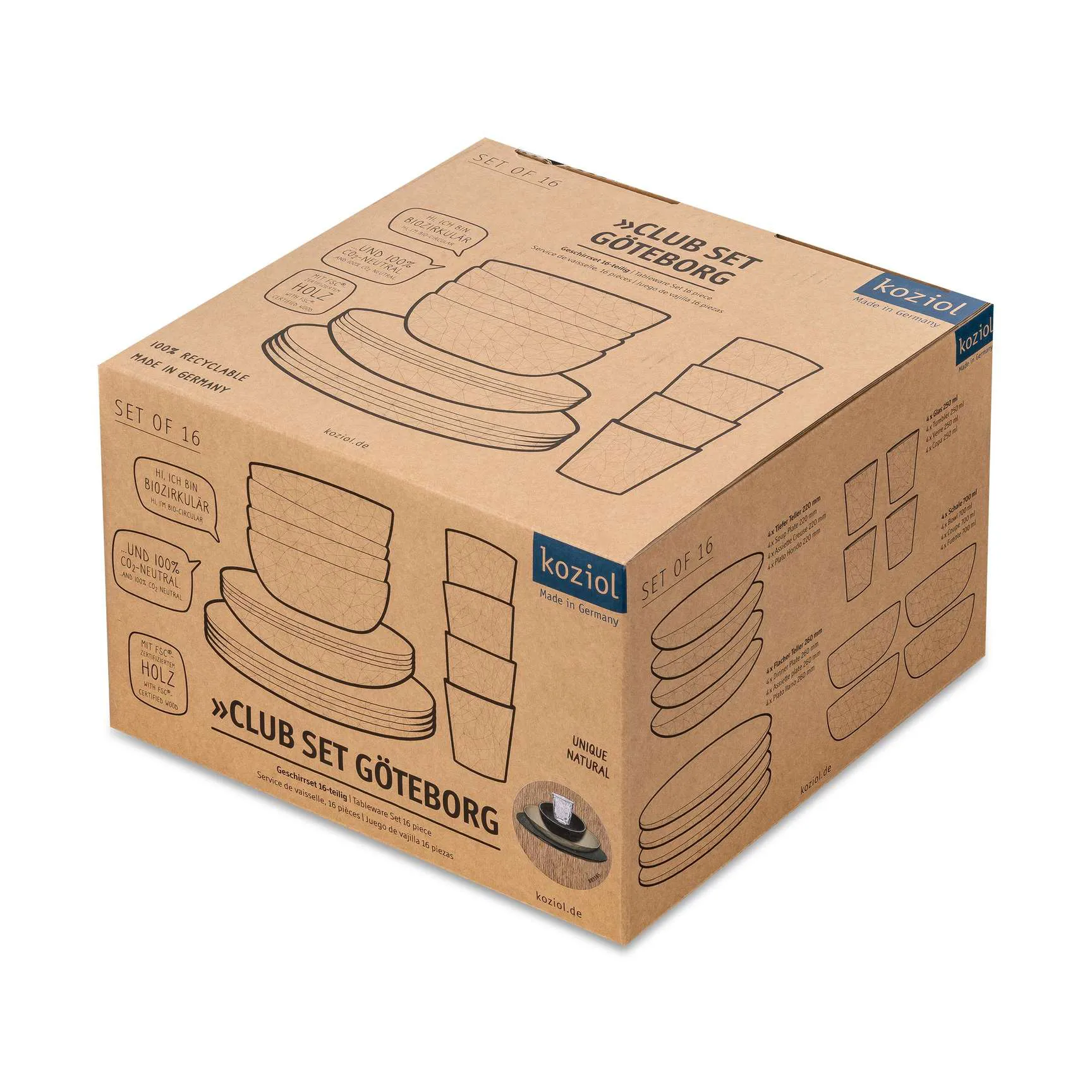 Club Göteborg conjunto de loiça de 16 peças, Multicolor Koziol