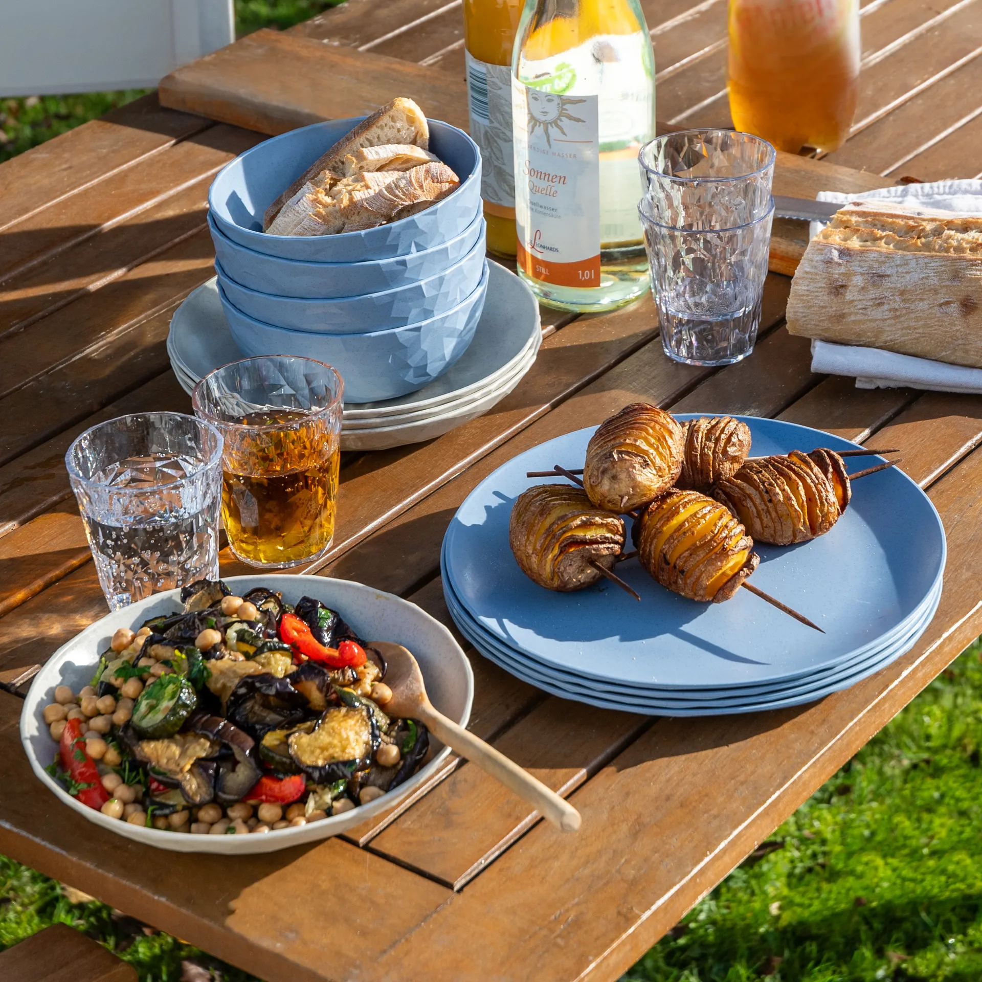 Club prato Ø26 cm 4 unidades em termoplástico biocircular, Azul flor natural Koziol