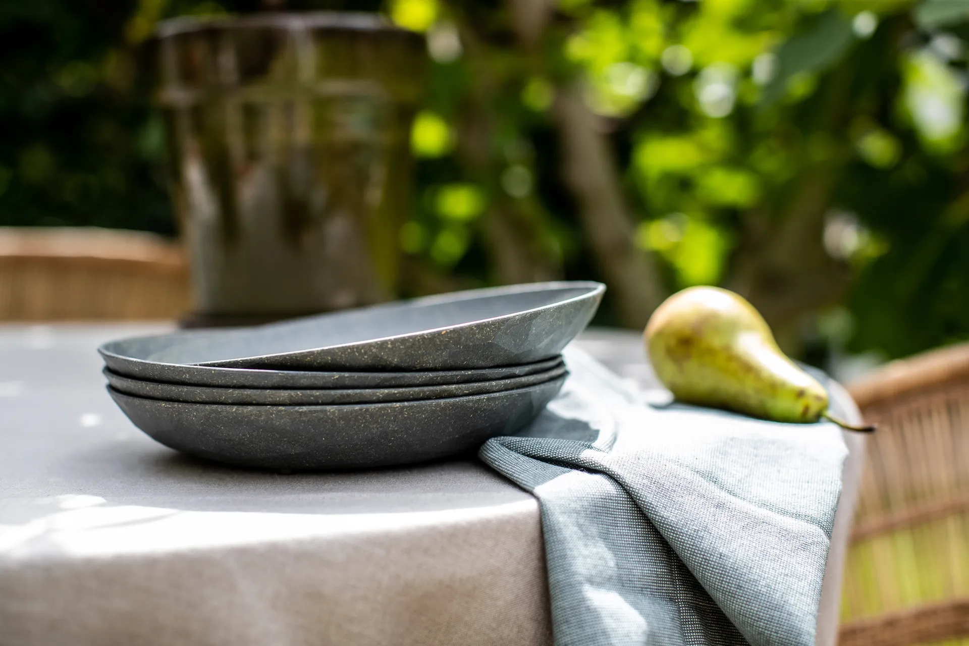 Club prato fundo Ø22 cm 4 unidades em termoplástico biocircular, Cinza freixo natural Koziol