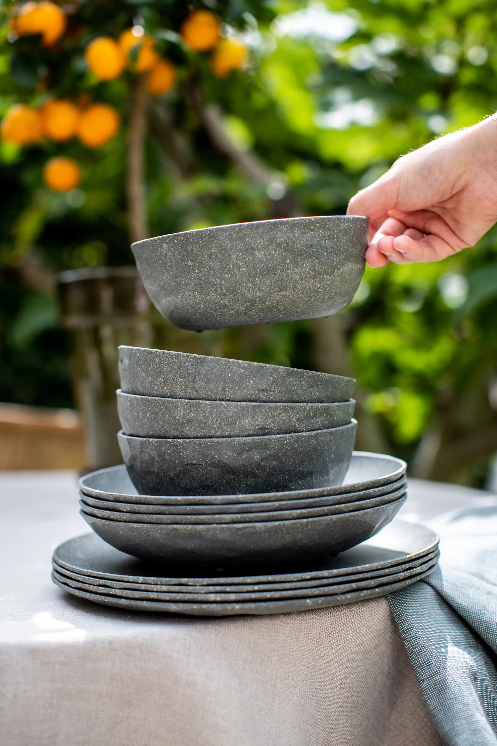 Club tigela Ø16,2 cm 4 unidades em termoplástico biocircular, Cinza freixo natural Koziol