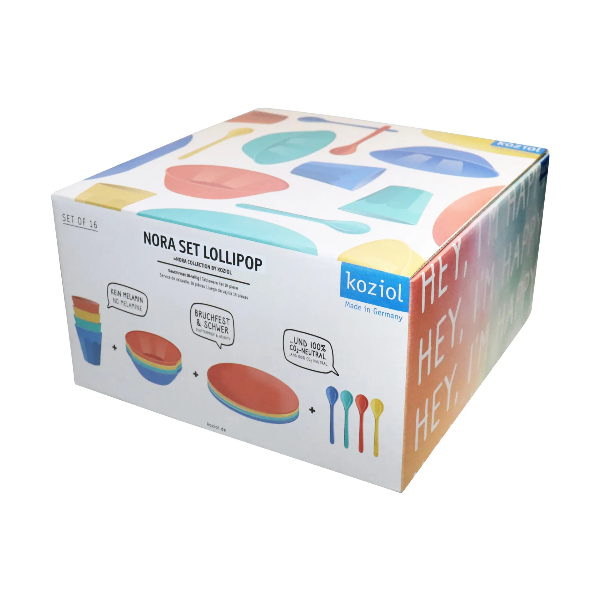 Nora Lollipop conjunto de loiça de 16 peças, Multicolor Koziol