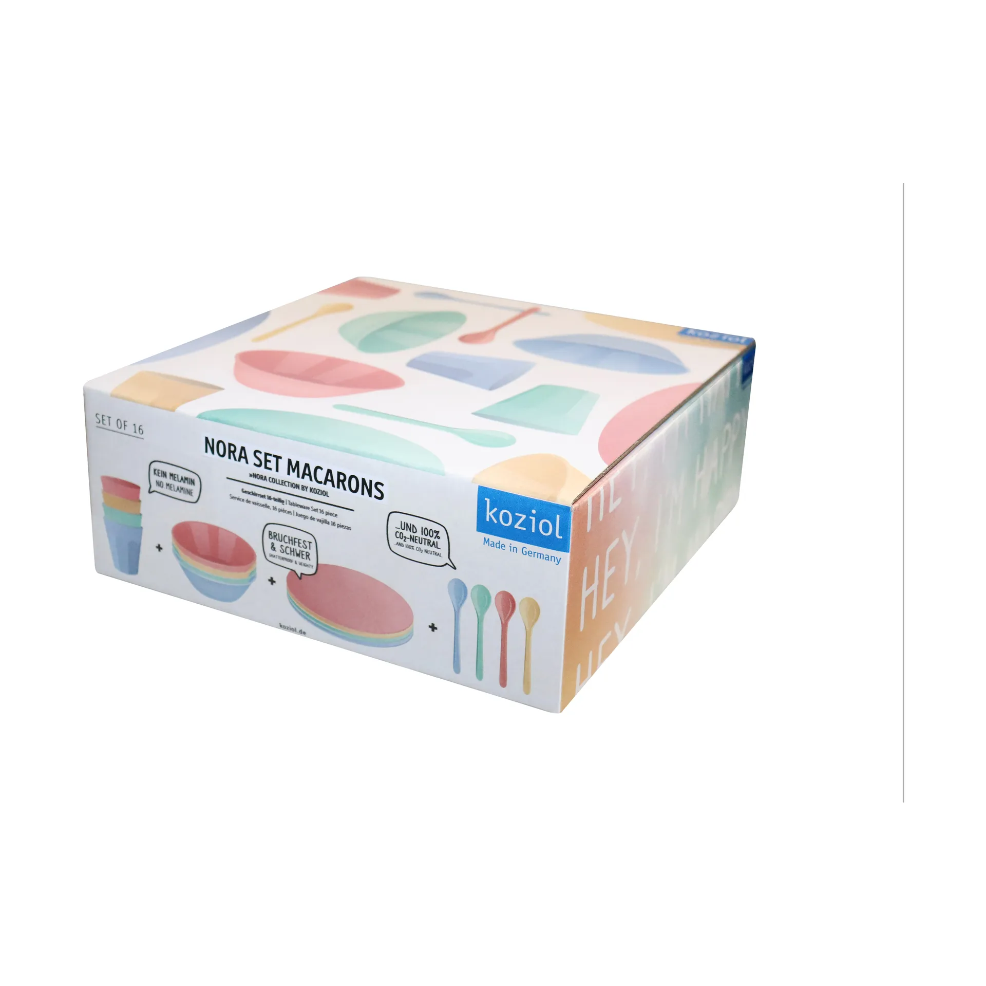 Nora Macarons conjunto de loiça de 16 peças, Multicolor Koziol