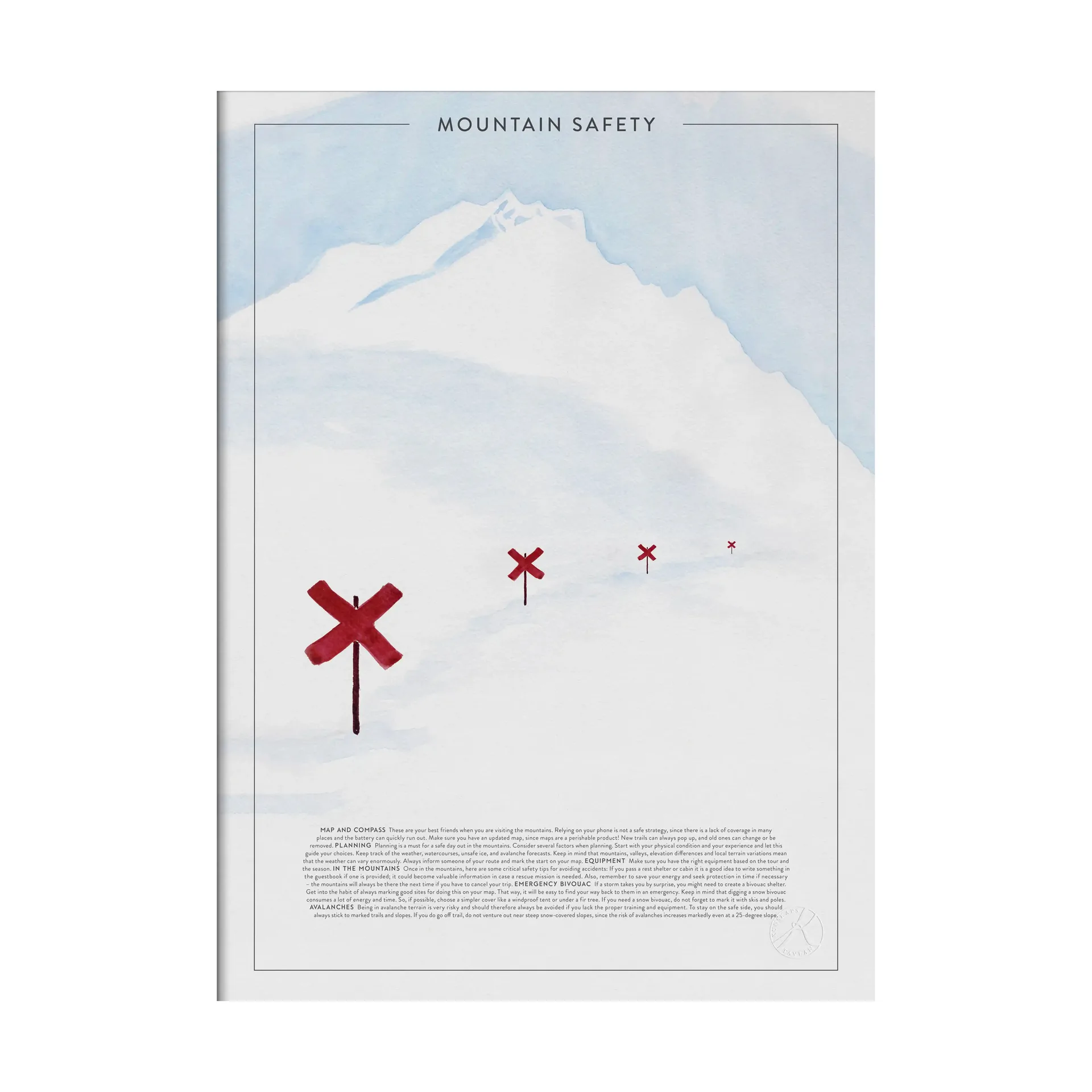 Póster Mountain safety, 30x40 cm Kunskapstavlan®