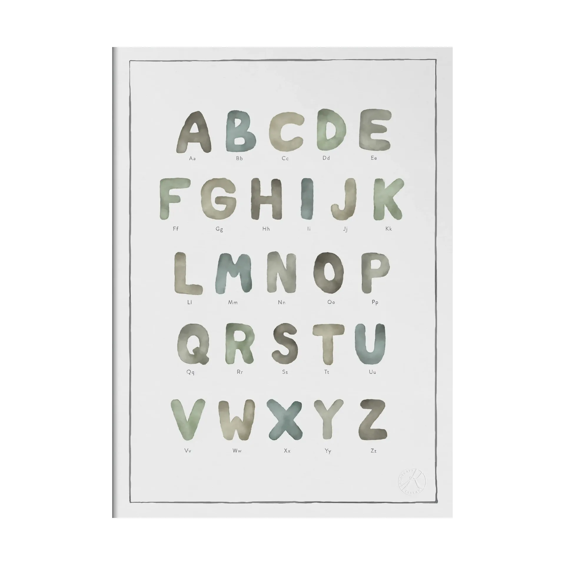 Póster The alphabet watercolour, 50x70 cm Kunskapstavlan®