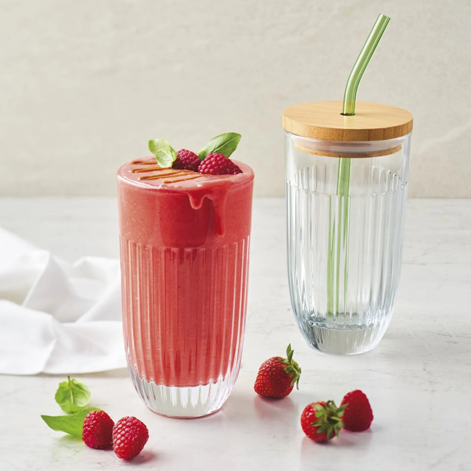 Copos de smoothie Ouessant com tampa e canudo 43 cl, Transparente La Rochère