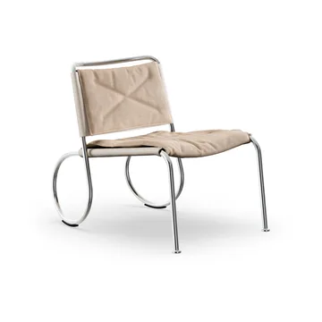 Corso easy chair cadeira - Elmo Nordic couro Natural-linneväv-cromado - Lammhults