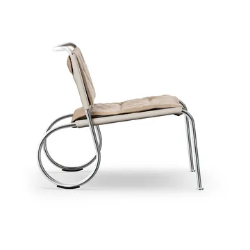 Corso easy chair cadeira - Elmo Nordic couro Natural-linneväv-cromado - Lammhults
