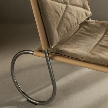Corso easy chair cadeira - Elmo Nordic couro Natural-linneväv-cromado - Lammhults
