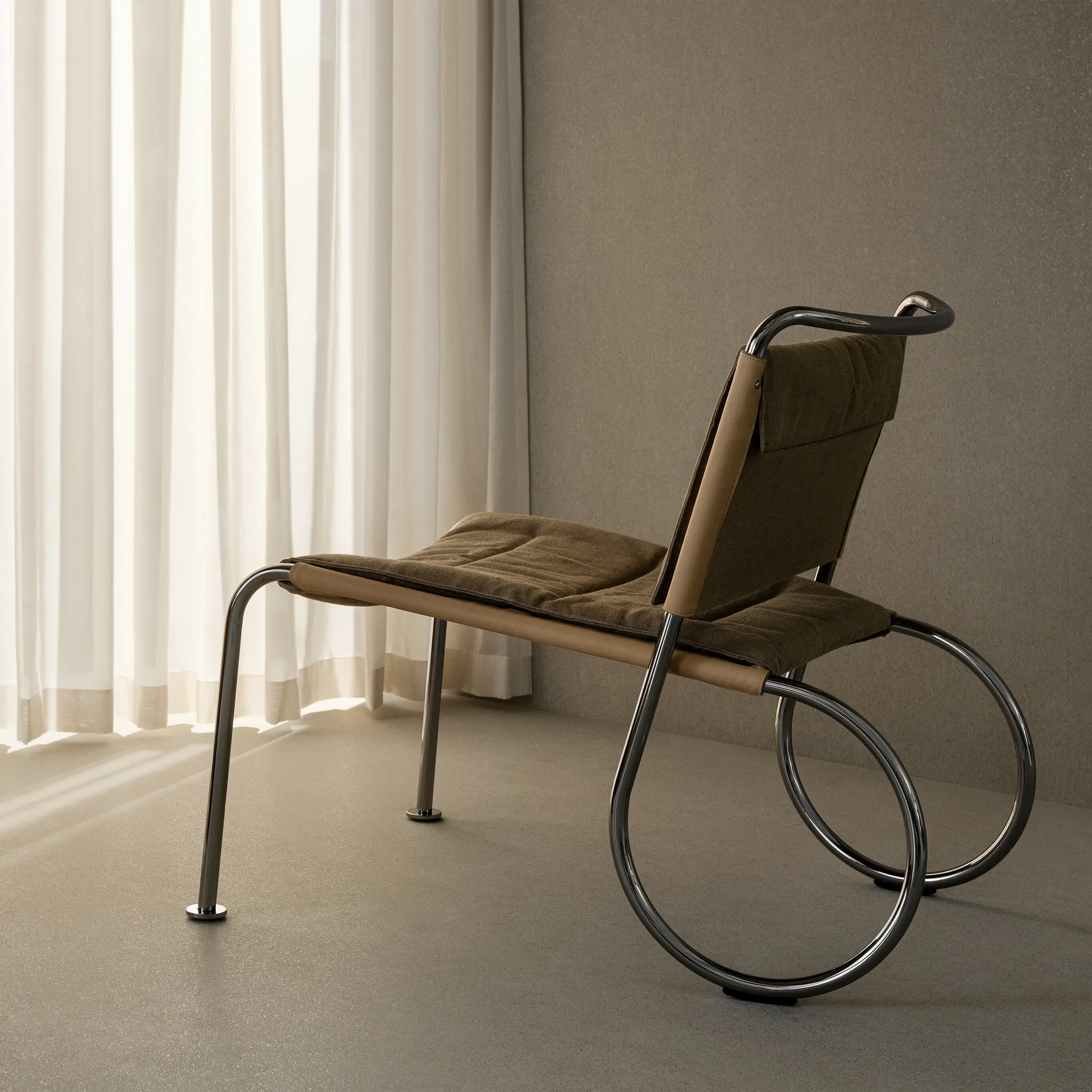 Corso easy chair cadeira, Elmo Nordic couro Natural-linneväv-cromado Lammhults