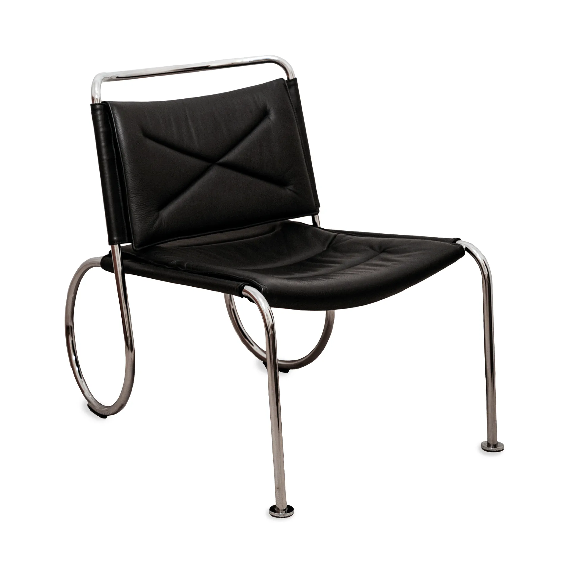 Corso easy chair cadeira, Elmo Nordic couro Preto-cromo Lammhults