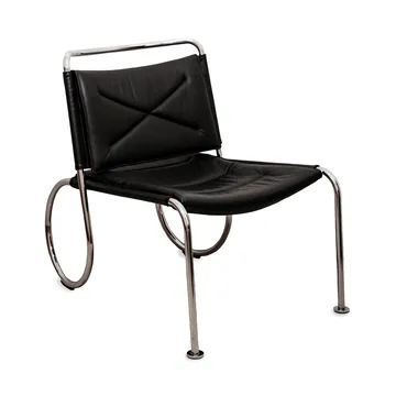 Corso easy chair cadeira - Elmo Nordic couro Preto-cromo - Lammhults