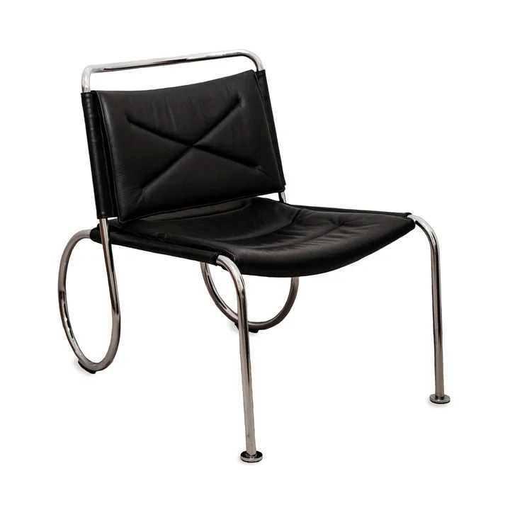 Corso easy chair cadeira - Elmo Nordic couro Preto-cromo - Lammhults