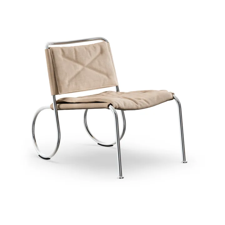 Corso easy chair cadeira - Tecido de linho natural-cromo - Lammhults