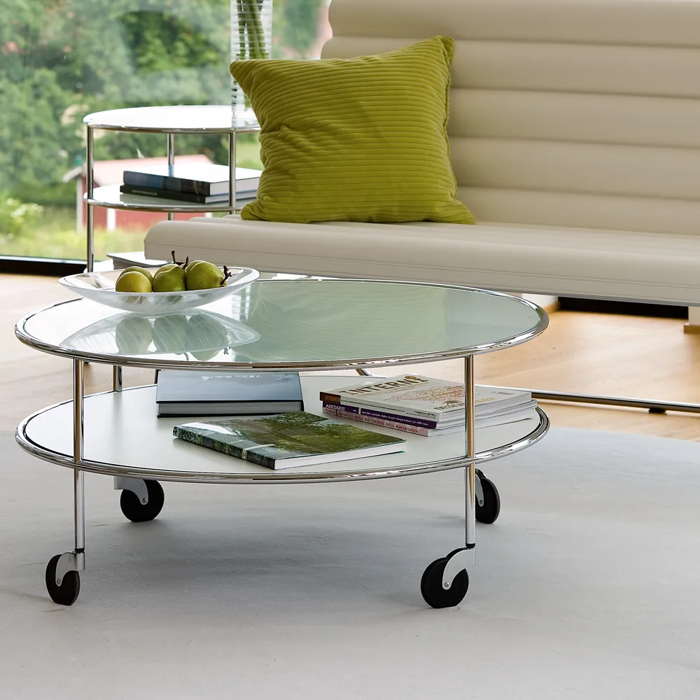 Mesa de centro Chicago III, Laminado branco-cromo Lammhults