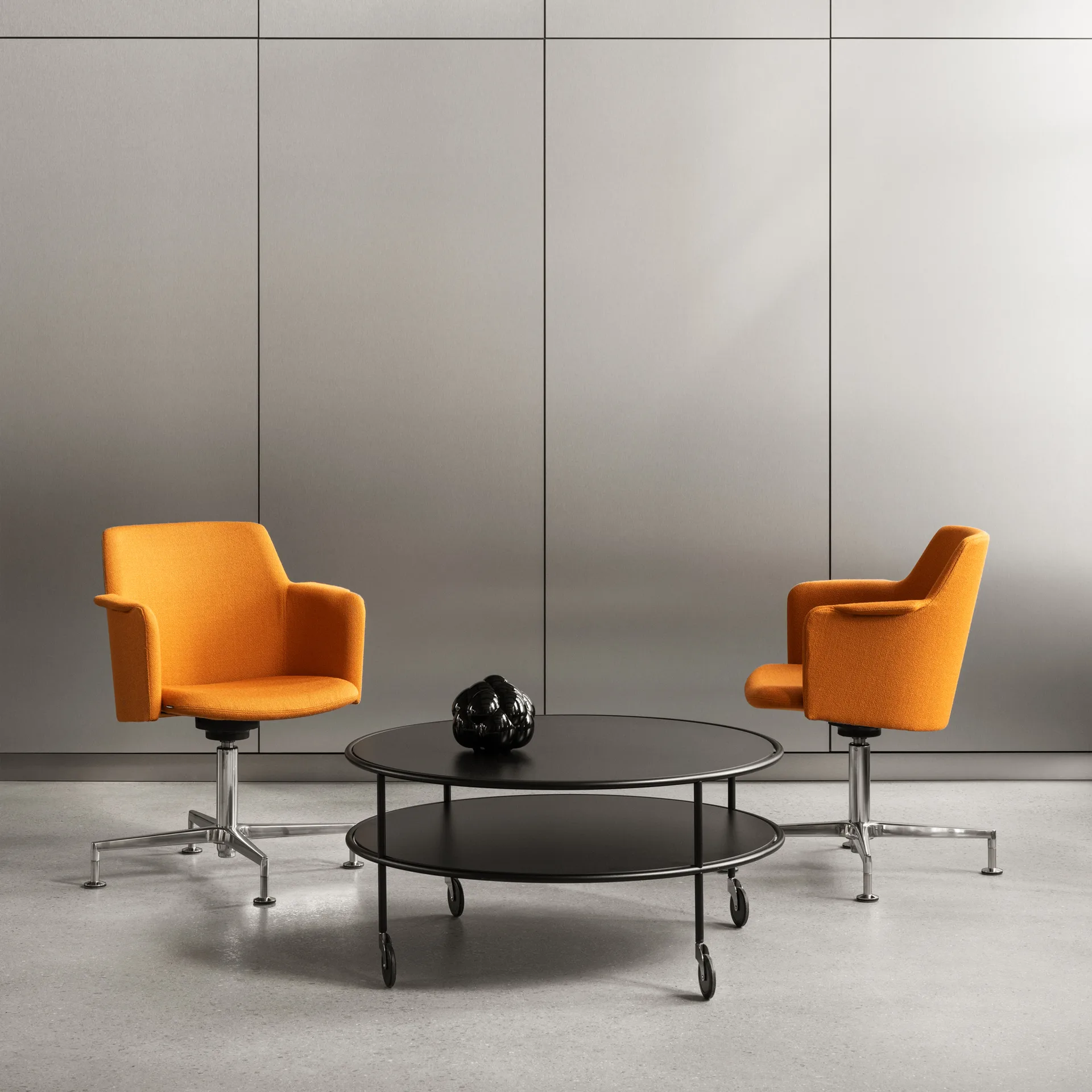 Mesa de centro Chicago, Laminado preto, Ø90 cm Lammhults