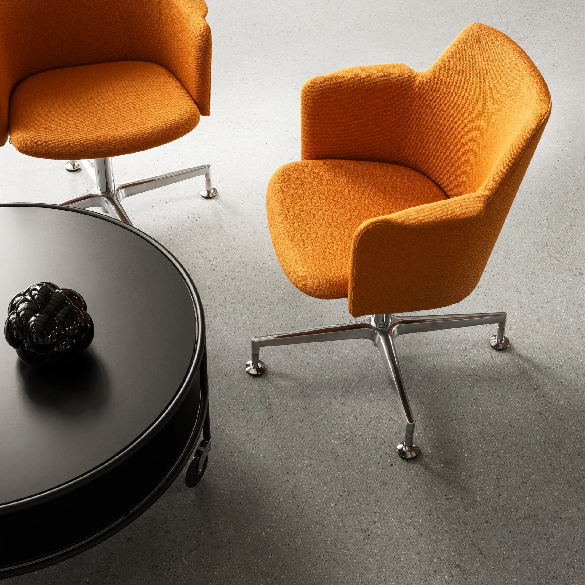 Mesa de centro Chicago, Laminado preto, Ø90 cm Lammhults