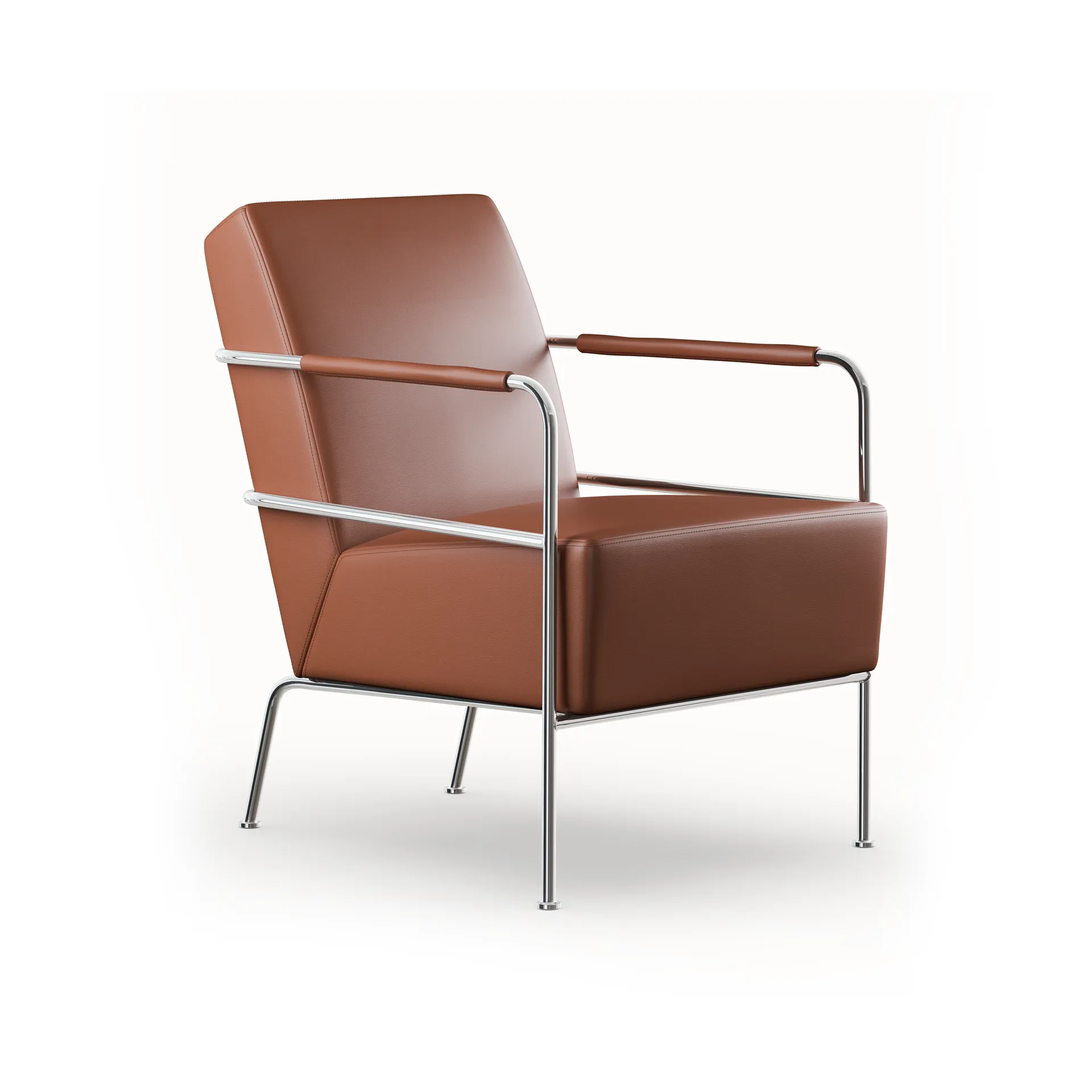 Poltrona Cinema, Elmo Nordic couro Cognac-estrutura cromada Lammhults