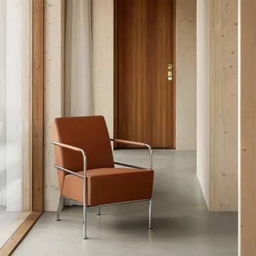 Poltrona Cinema - Elmo Nordic couro Cognac-estrutura cromada - Lammhults