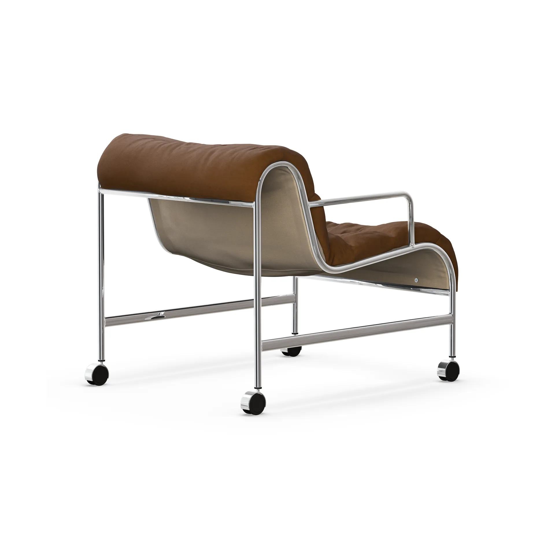 Sunny poltrona com braços, Vidar marrom-cromado suporte com rodas Lammhults