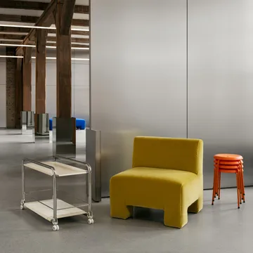 Tension carrinho de rolos - Cromado-bege-tapete de couro bege - Lammhults