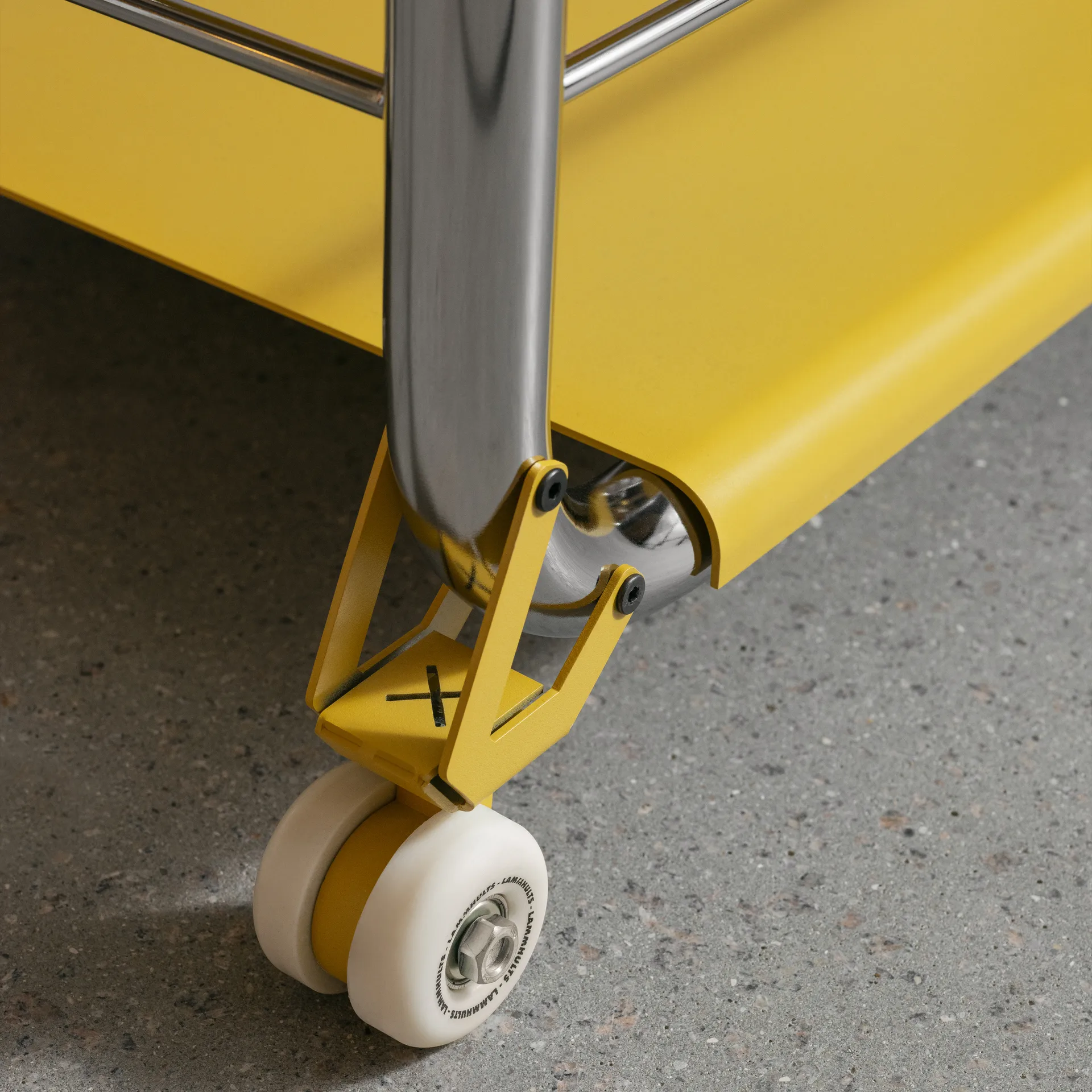 Tension carrinho de rolos, Cromado-signal yellow Lammhults